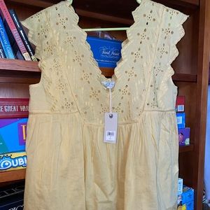 Lucky Brand Yellow Floral Babydoll Blouse